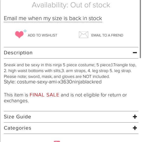 Ninja 5 Piece Costume - Picture 6 of 8